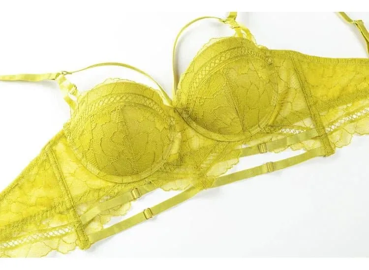 Lace Embroidery Bra and Panty Sets with Underwire Support