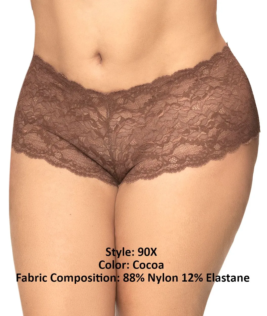 Mapale 90X Curvy Size Lace Boyshort Color Cocoa