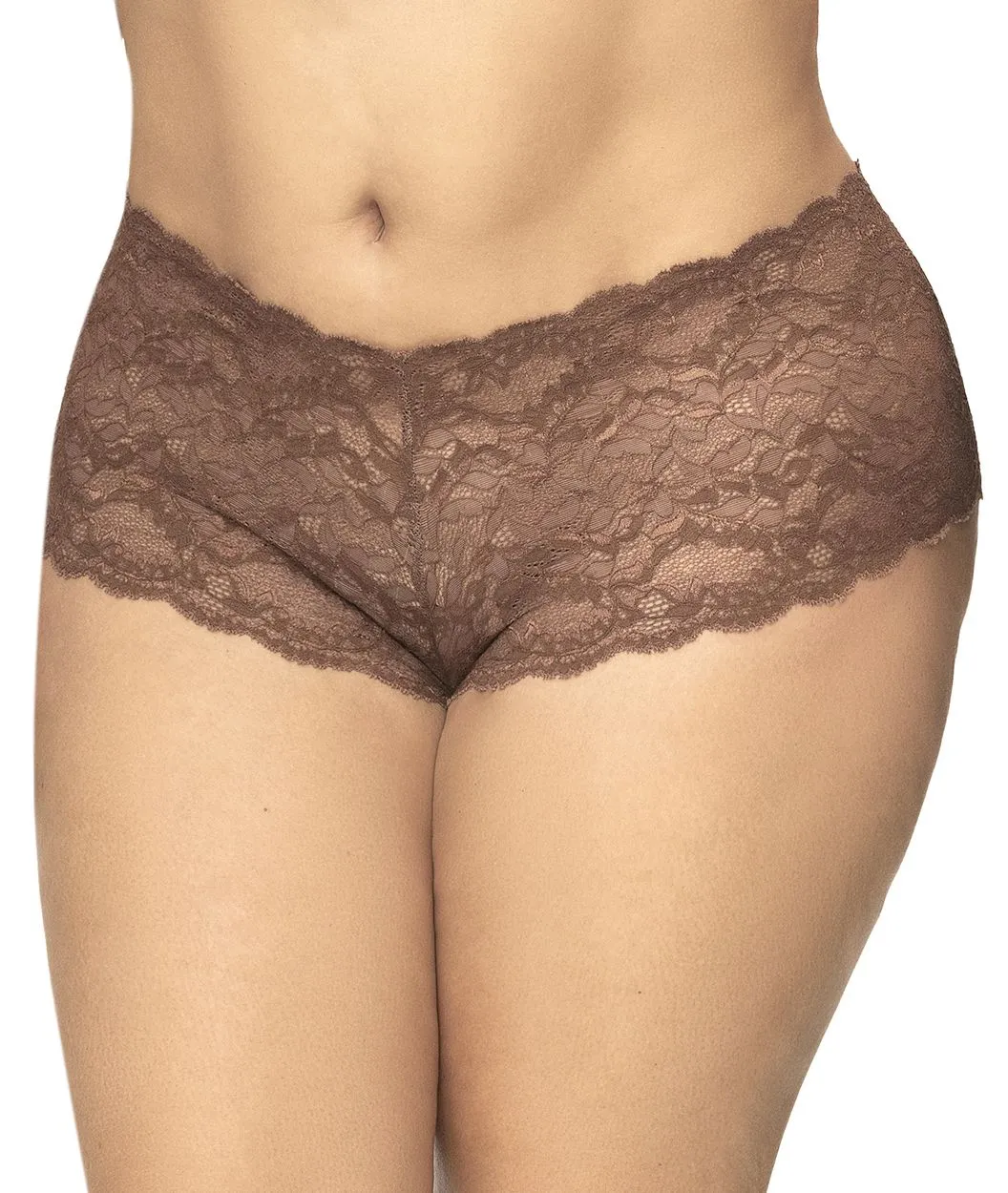 Mapale 90X Curvy Size Lace Boyshort Color Cocoa