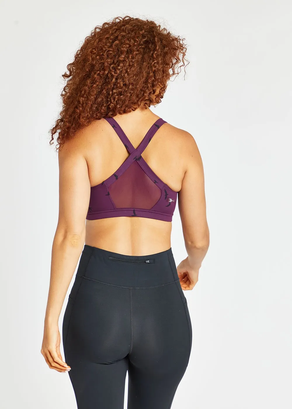 Oiselle | Hi Twenty Bra | Women's | Empire Flying Birds Print