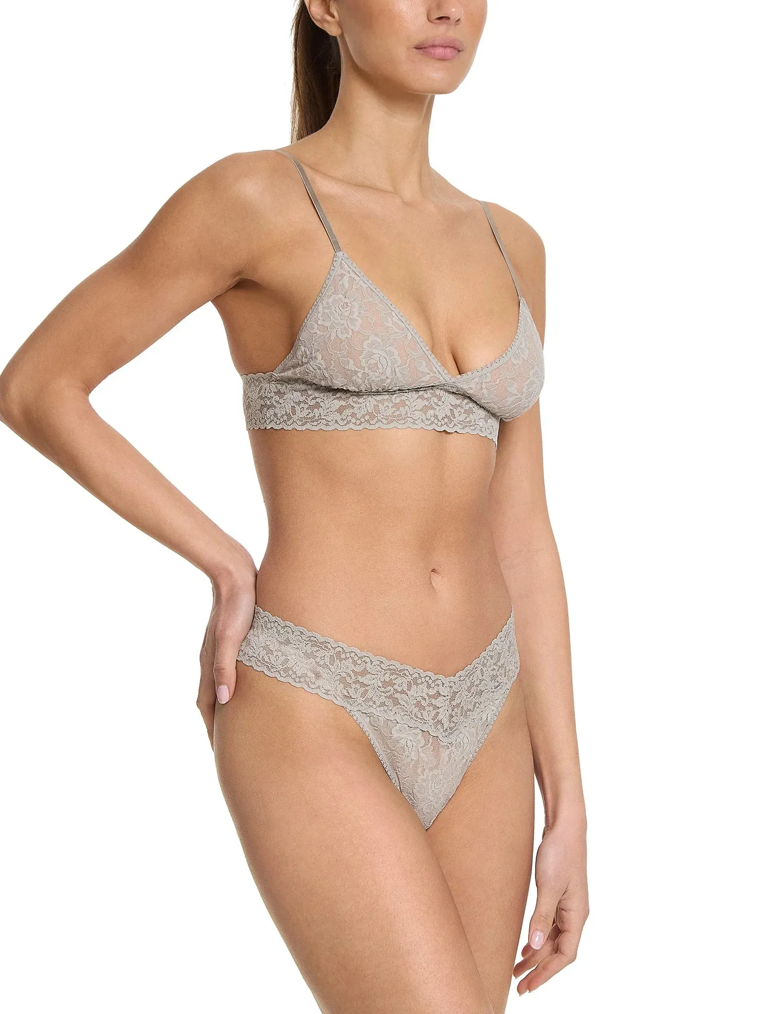 Original Rise Signature Lace Thong In Sleep In Grey - Hanky Panky