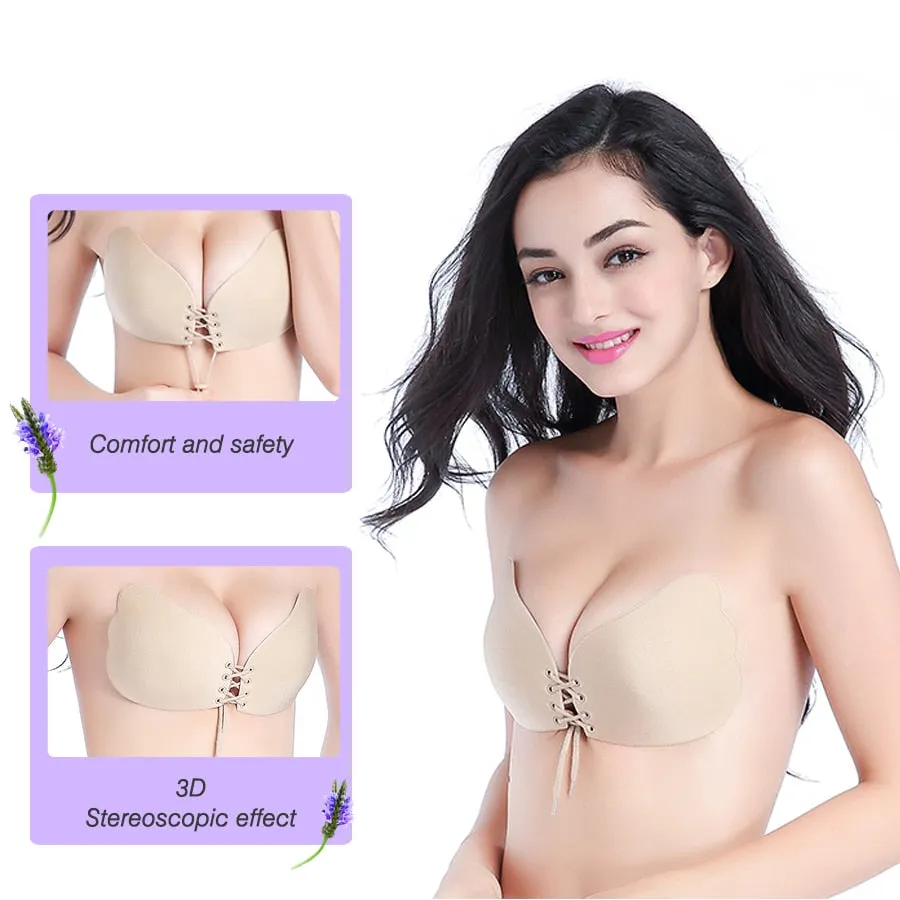 Seamless Strapless Silicone Push Up Bra Wire Free Invisible Bra