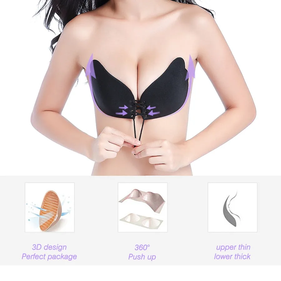 Seamless Strapless Silicone Push Up Bra Wire Free Invisible Bra