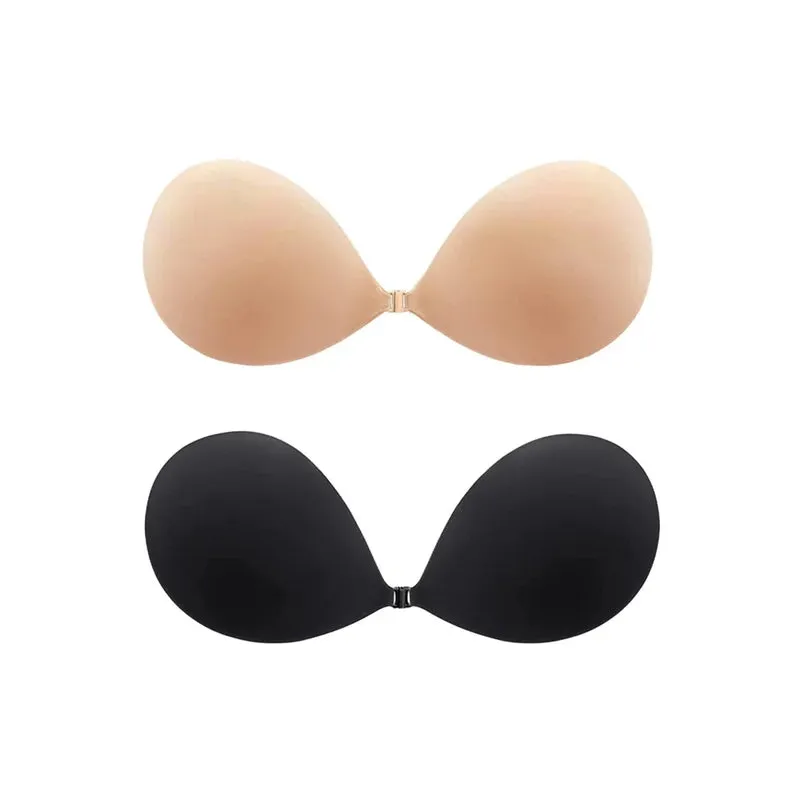 Self-adhesive invisible gathering of bras