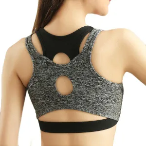 Sexy False Two-piece Hollow Out Padded Sport Bra