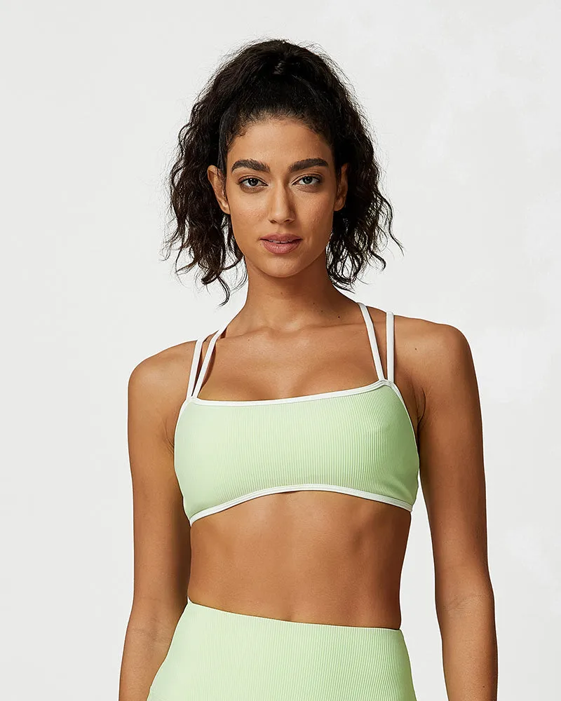 SheCurve®Ribbed Strappy Support Sports Bra