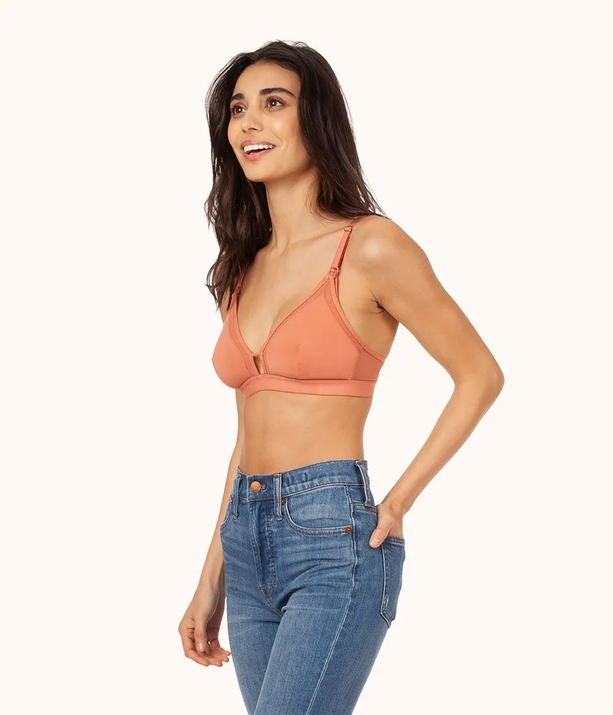 The Mesh Trim Maternity Bralette: Terracotta