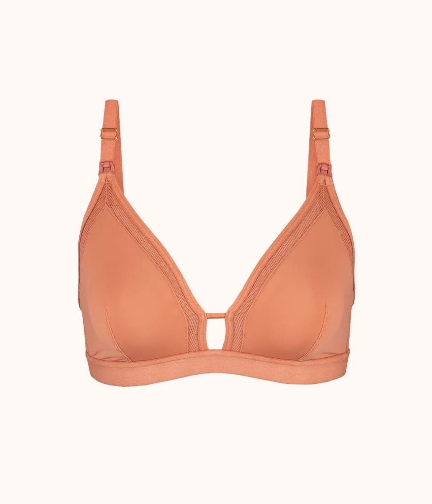 The Mesh Trim Maternity Bralette: Terracotta