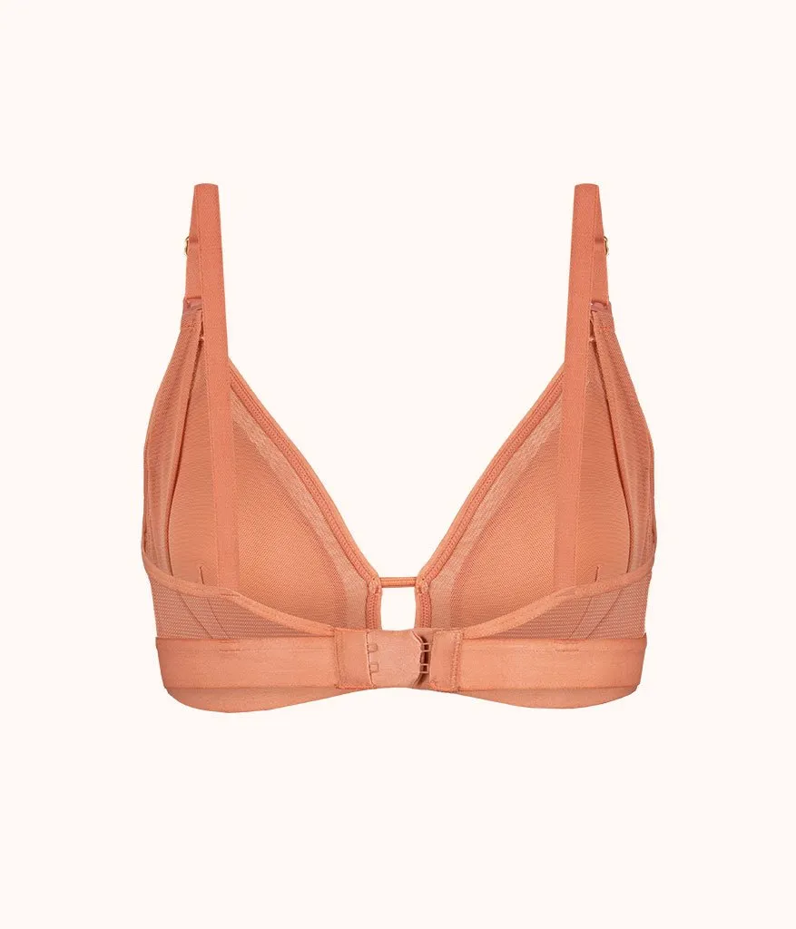 The Mesh Trim Maternity Bralette: Terracotta