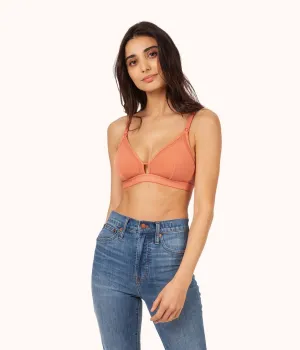 The Mesh Trim Maternity Bralette: Terracotta