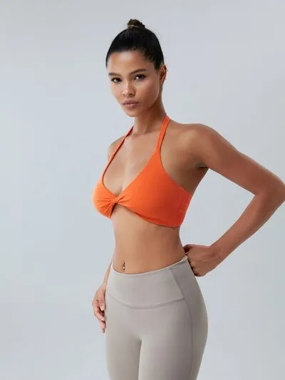 Twisted Halter Neck Active Bra