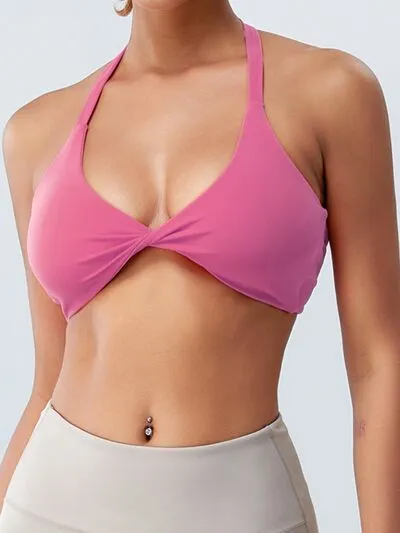 Twisted Halter Neck Active Bra