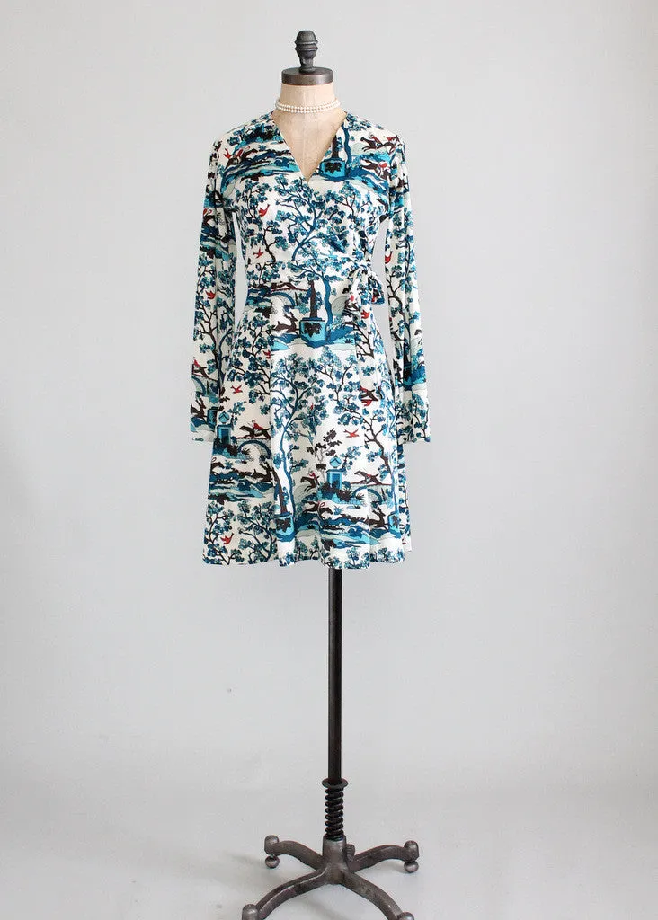 Vintage 1970s Novelty Print Mini Dress