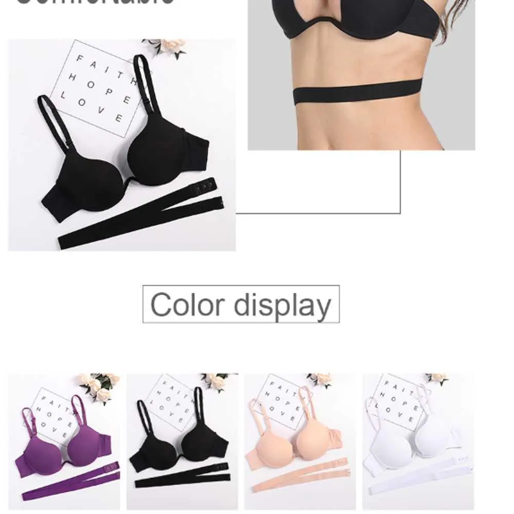 Women's Underwear Push Up Bralette Top Bra Lingerie Deep U Ultra Low Cut Backless Chest Multi-wear Wedding Dress Open Back Single Bra